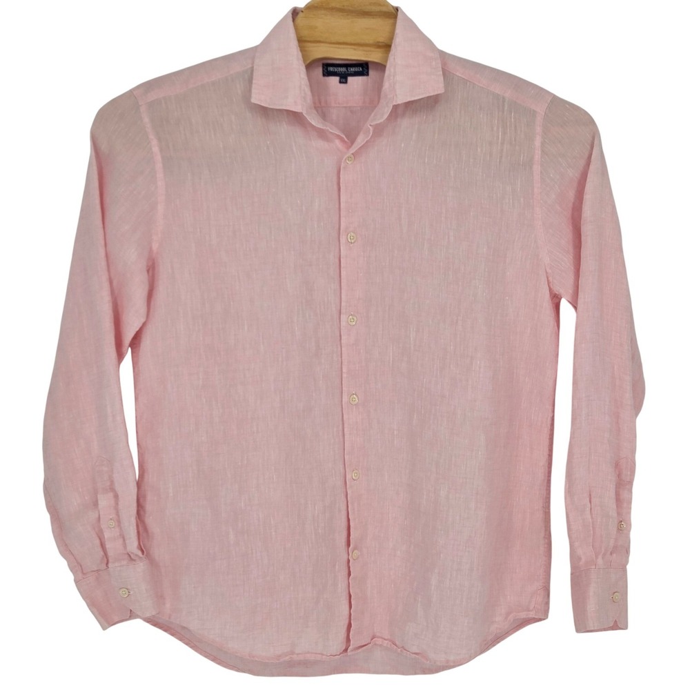 Frescobol Carioca Mens XXL 100% Italian Linen Long Sleeve Button Shirt Pink